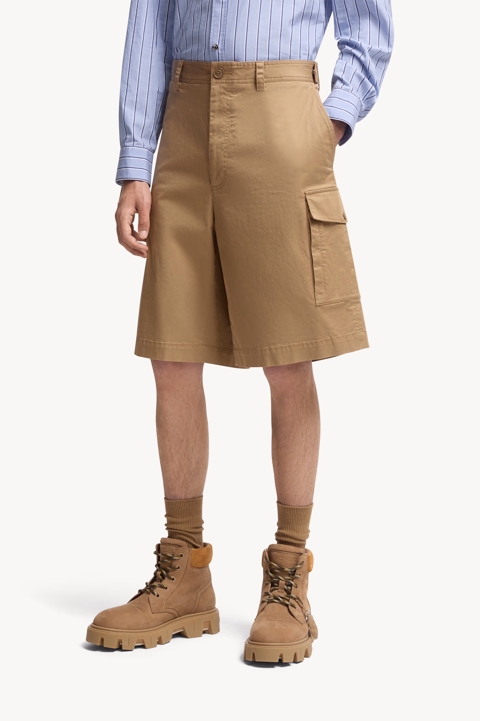 Cotton Gabardine Cargo Shorts Men Beige Moncler 3